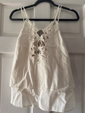 Zara Cream Crochet-Front Double-Strap Camisole
